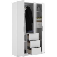 Armario ropero de 3 Puertas y 3 cajones, Gran Capacidad, Natural/Blanco, 121x184x52 cm - details 14