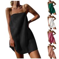 Moda Playa Corta para Verano 2024 Vestido Lineno Algodón Adelgazante con Correa Bella para Mujeres Y2K Vestido Casual de Holiday - details 0