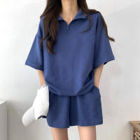 Traje deportivo de mujer con cremallera de color sólido, verano 2025, nuevo, holgado, delgado, top y pantalones cortos casuales de dos piezas. - details 10