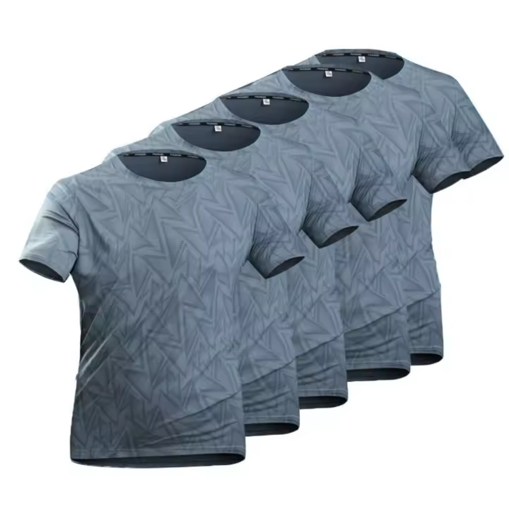 Paquete de 5 camisetas de hombre deporte de verano manga corta secado rápido alto elástico ligero transpirable fitness running baloncesto camiseta - 1