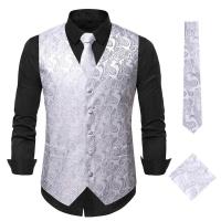 Elegante Chaleco Sin Mangas Vintage para Hombre Traje Formal con Corbata, Gemelos y Pañuelo para Boda Fi - details 0