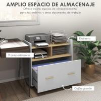 Cajón de Oficina Móvil con Ruedas Armario Archivador para Tamaño A4 y 2 Compartimentos - details 3