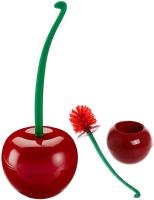 Juego de escobilla de baño con forma de cereza encantadora y creativa, escobilla de baño compacta y oculta con soporte, herramienta de baño - details 0