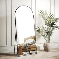 Cuerpo Entero Curvado, Espejos Grandes de Pared con Marco de Aluminio 161 x 52 cm, Espejo de Pie Inclinado o Colgante para Salón, Dormitorio, Entrada, Negro - details 27