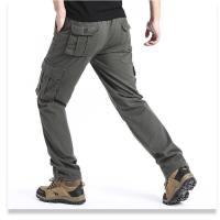 Pantalones casuales de trabajo para hombre con bolsillos multifuncionales, pecho de algodón sólido, estilo cargo recto para uso en exteriores y calle. - details 7