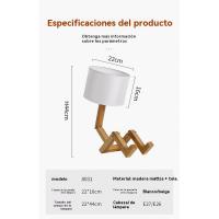 Nuevo robot de madera maciza creativa lámpara de mesa regalo escandinavo de madera americano japonés dormitorio de madera lámparas de cabecera - details 0