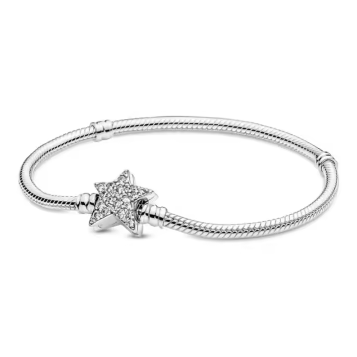 Cadena de serpiente con estrella de circonitas plateadas - 1
