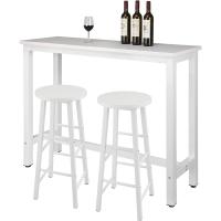 Conjunto de Mesa de Bar y Taburete de Metal Blanco Estructura de 140x40x100 cm para Cocina, Sala de Estar - details 0