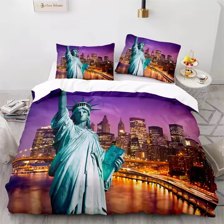 Juego de Rieves de Cubierta de Duvet de Estampado de Estatua de Libertad Tamaño Rey-Reina - 1