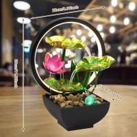 Fuente de mesa con luces LED circulares, adornos de agua, artesanía de fortuna de meditación para el hogar y la Oficina - details 4