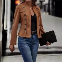 Abrigos de tela de gamuza para mujer, cárdigan informal con cuello levantado - details 2