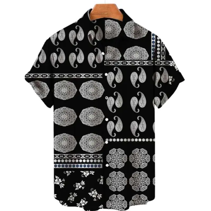 Camisa hawaiana de manga corta holgada informal para hombre, transpirable, estampado retro 3D, ropa de playa, verano, 2025 - 1