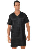 Camisón de satén para hombre y mujer, ropa de dormir de manga corta con cuello en V, ropa de dormir para el hogar, ropa de dormir con abertura lateral, albornoz para dormir - details 5