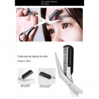 Juego de 5 herramientas para recortar las cejas, cepillo, peineta, tijeras, pinza, recortadora, afeitadora de cejas - details 6