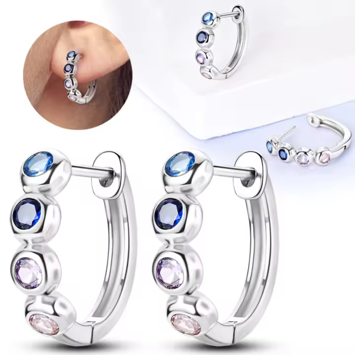 Pendientes de Ar de Plata de Ley 925 para Mujer, Pendientes de Doble Ar, Regalos de joyería, regalo del Día de San Valentín - 1