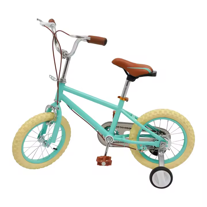 Bicicleta Verde para niños de 14 pulgadas, adecuada para niños y niñas, con ruedas de entrenamiento de colores - 1