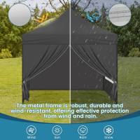 Gazebo Party Tent 3x3m con 4 paredes laterales y puerta con cremallera y ventana gris - details 3