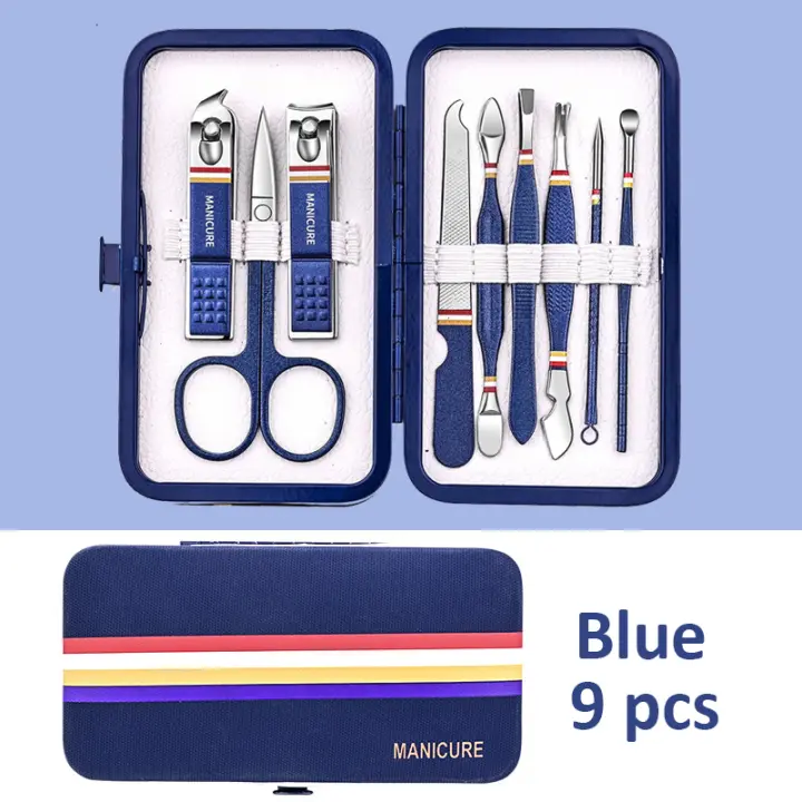 9-19 unids/set juego de cortadores de uñas de acero inoxidable con bolsa plegable kits de manicura tijeras herramienta de maquillaje de belleza - 1