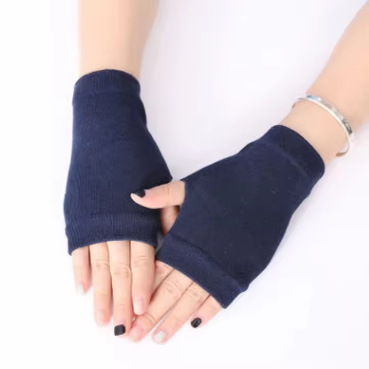 Guantes sin dedos de Color sólido para mano, muñeca, brazo, tejido de ganchillo, mitones de lana sintética, media manopla, guantes de ciclismo, guantes de medio dedo - 1