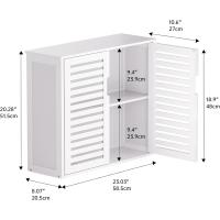 Armario de Baño de Pared con Puertas Muebles de Baño de Bambú Armario Colgante con Estante Ajustable Organizador de Almacenamiento de Ahorro de Espacio Sobre el Inodoro Blanco - details 2