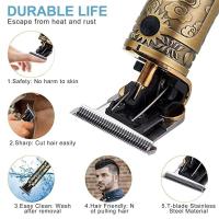 Recortador de pelo eléctrico metálico para hombre, afeitadora de barba sin cable, recargable, cuchilla en T - details 3