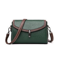 Bolso de hombro de cuero PU para mujer, bandolera de gran capacidad con solapa pura, Simple, a la moda, Color sólido - details 13