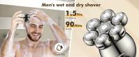 Afeitadoras de cabeza para hombres calvos 2025 Afeitadora de cabeza 6 en 1 mejorada IPX6 Afeitadora eléctrica impermeable en seco/húmedo Afeitadora eléctrica recargable para hombres con carga tipo C 90 minutos más tiempo de uso - details 0