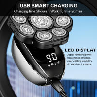 Afeitadora eléctrica 6 en 1 para hombre, máquina de afeitar con 9 cuchillas, cabezales flotantes, recortadora de pelo de oreja y nariz, cepillo Facial recargable - details 4
