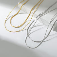 Collar de cadena de acero inoxidable para mujer, joyería de mezcla, color dorado, simple, de varias capas - details 2