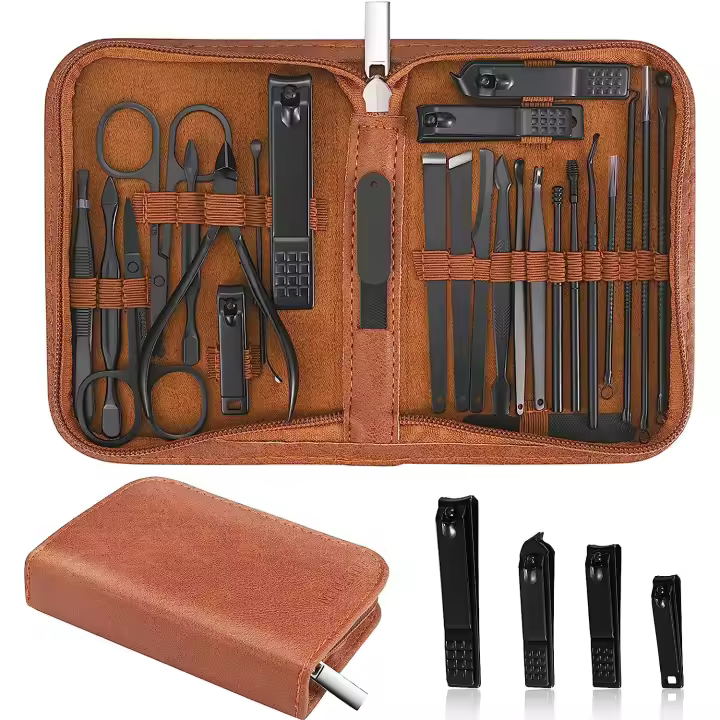 Scttomon Set de Manicura Profesional Kit de Cortaúñas de Acero Inoxidable de 26 Piezas con Estuche de Viaje de Lujo - 1