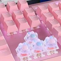 1/4 Pcs Cute Translucent Cat Paw Keycap Resin Pink Blue nical Keyboard Key Cap Cross  Cartoon ESC WASD Keycaps - details 4