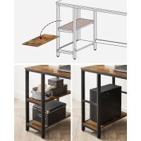 Escritorio con 2 Estantes a la Izquierda o a la Derecha, Mesa de Trabajo, para Salón Oficina, Estructura de Acero, Industrial, Marrón Rústico y Negro Tinta LWD47X - details 5