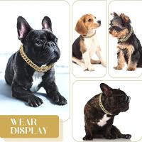 Collar de cadena para perro con diamantes de imitación, Collar de Metal de oro fuerte con eslabones cubanos, Collar de lujo con diamantes para cachorro y gato, accesorios de joyería para perro - details 3