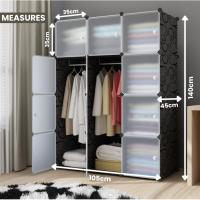 Armario Modular Organizador de Ropa de 12 Módulos para Hogar Estante de Almacenamiento para Dormitorio Negro - details 1