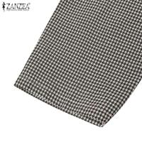 Vestidos a cuadros para mujer, vestido de manga larga suelto informal con estampado de malla de primavera, vestido elegante de verano para mujer - details 8