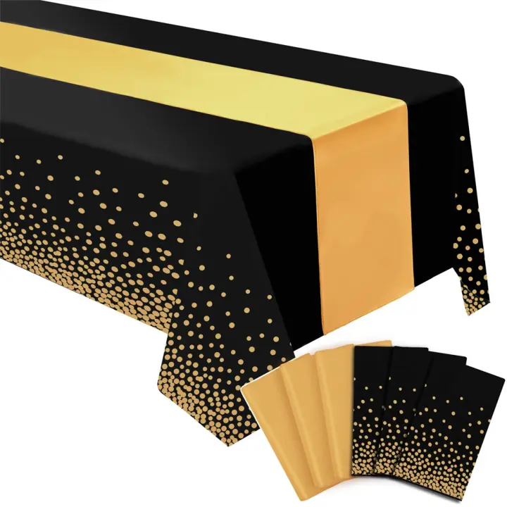 Manteles de Seda de Satén Dorado Desechables 3pcs Ideal para Bodas, Fiestas, Cumpleaños - 1