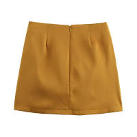 TRAFZA, minifaldas ajustadas de verano para mujer, faldas lisas de cintura alta con lazo decorado, faldas con cremallera, Falda corta de nueva moda para mujer - details 2