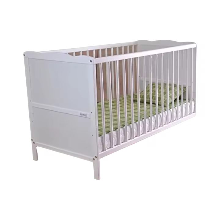 Cuna para bebé con colchón de espuma de aloe vera, rieles con protección dental, altura regulable, color blanco, cama infantil - 1