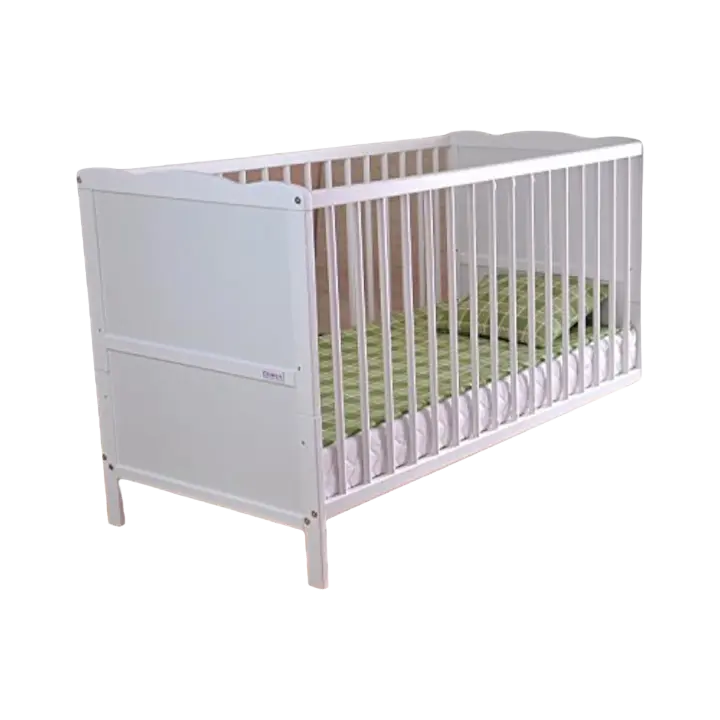 Cuna para bebé con colchón de espuma de aloe vera, rieles con protección dental, altura regulable, color blanco, cama infantil - 1