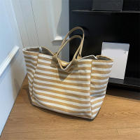 Bolsa de Lona a Rayas Grande Bolsa de Hombro Casual para Mujeres Ideal para Compras Diarias, Estudiantes, Viajes, Bolsa de Playa Material de Lining de Poliéster - details 13