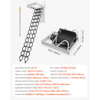 Escalera Retráctil para Ático SucceBuy, Capacidad de 299.37 kg, Compatible con Alturas de Techo de 320.04 a 335.28 cm y Abertura de 100.08 x 69.85 cm, Escalera de Techo Desplegable de Acero Aleado Resistente con Varilla de Tracción para Acceso al Ático - details 11
