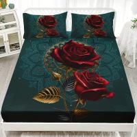 Juego De Sábanas Ajustables De Rosa Gótica 3D, 3 Piezas, Protector De Colchón De Cama Suave, Cómodo - details 1
