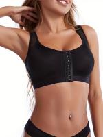Sujetador Deportivo Sólido, Sujetador Íntimo Transpirable Sin Cables Con Cierre Frontal Push Up, Lencería Y Ropa Interior Para mujer - details 3