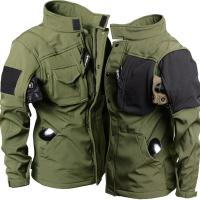 Chaqueta de Moto Táctica de Piel de Tiburón Abrigo de Invierno Impermeable, Cálido, Multipolquera para Hombres Ideal para Salir de Casa - details 6