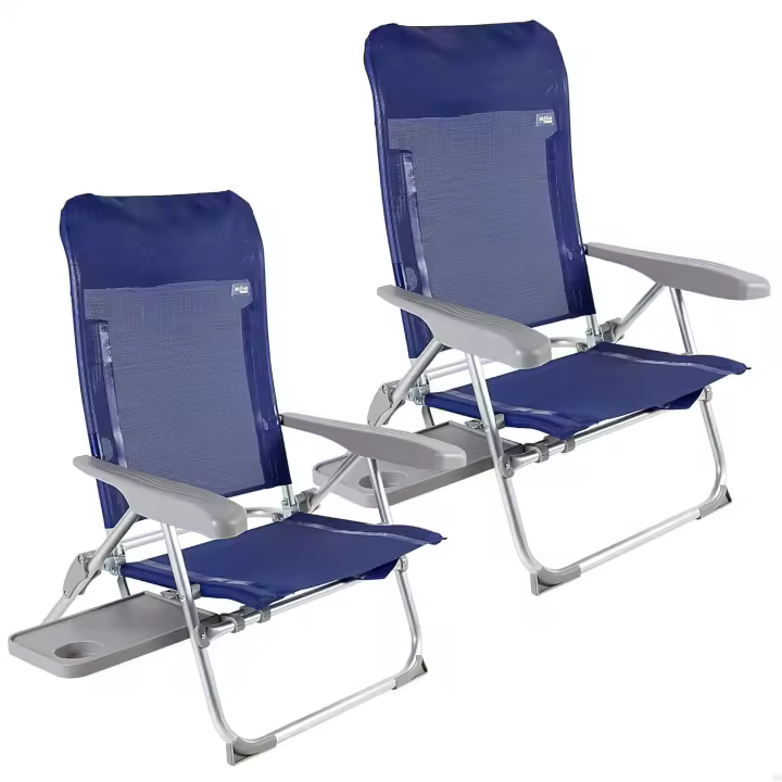 sillas de Playa Plegado Plano, Muy compactas, Multiposición, 6 Posiciones, con cojín y Mesa, Asas para fácil Transporte, Medidas 47x57x89 cm, De Aluminio y textileno, Antivuelco ¡Disponible en dos versiones diferentes! Elige tu opción a continuación - 1