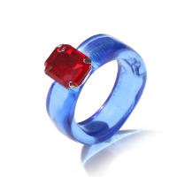 Anillos de resina coloridos de moda 2024 para mujer, anillos acrílicos simples vintage con diamantes de imitación, anillos geométricos de plástico estilo hip hop, joyería. - details 10