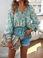 Blusa camisa floral rosa para mujer, top suelto de manga larga, ropa de calle, traje de oficina, ropa de mujer para otoño y primavera - details 8