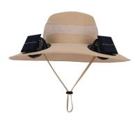 Ventilador de carga USB extraíble, gorra para senderismo al aire libre, con 2 ventiladores solares, sombrero para el sol de ala ancha para pescar - details 11