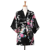 Kimono japonés con estampado de pavo real para mujer, ropa de dormir de estilo corto de satén de seda, camisón de casa, bata de baño, disfraz - details 10