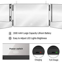 Espejo de 3 vías con luces LED, ajustable a 360 °, plegable - details 1